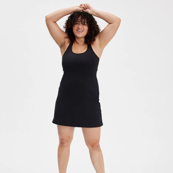 girlfriend collective Dresses & Skirts - Girlfriend Collective Black Paloma Racerback Athletic Dress With Shorts Sz XL
